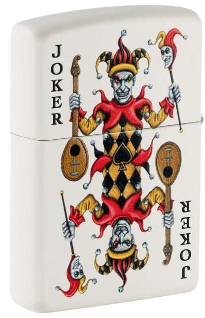 Zippo Ace of Jokes 2-Sided White Matte Windproof Lighter