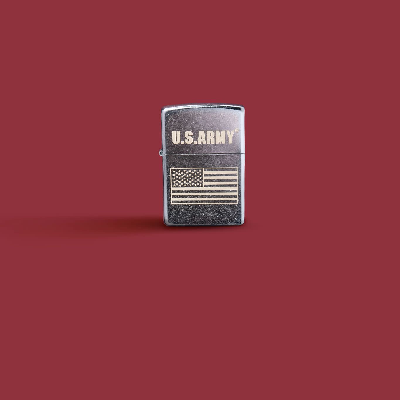 Zippo U.S. Army® Flag Design Street Chrome Windproof Lighter