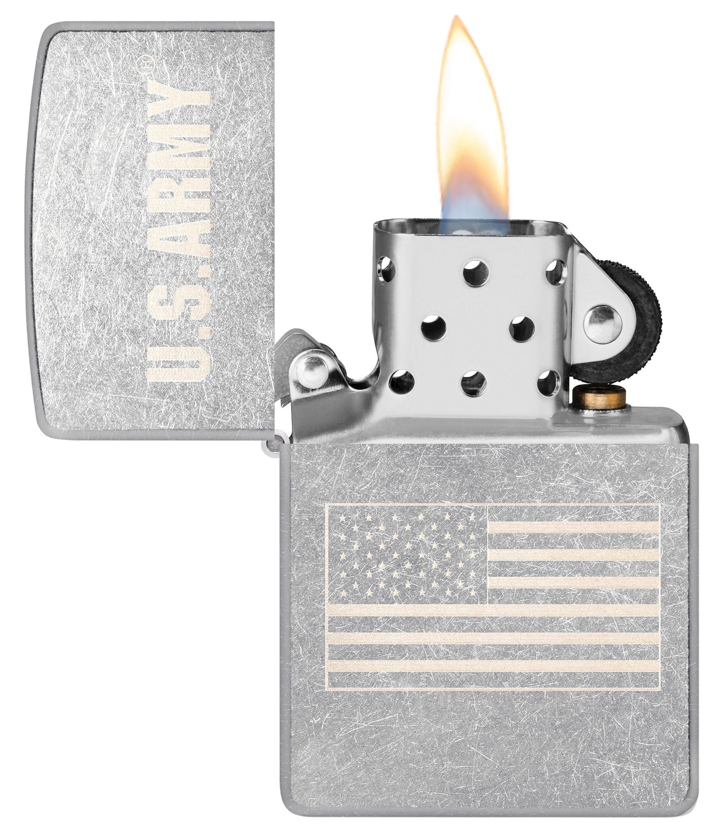 Zippo U.S. Army® Flag Design Street Chrome Windproof Lighter