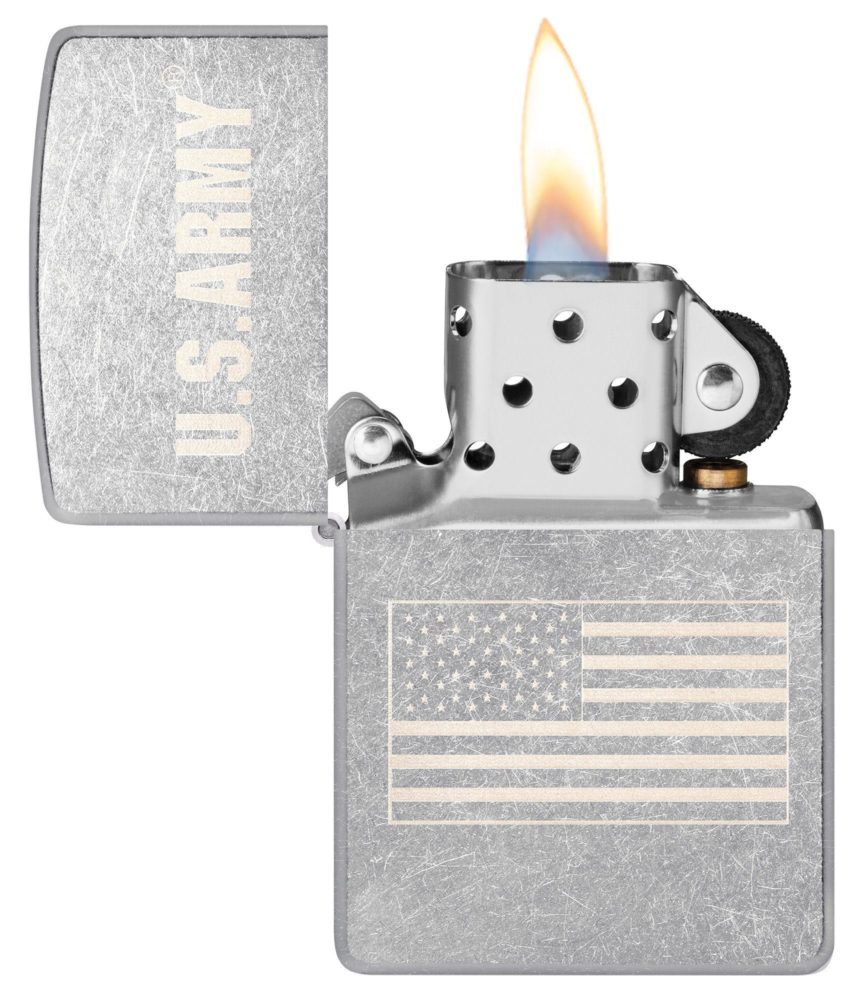 Zippo U.S. Army® Flag Design Street Chrome Windproof Lighter