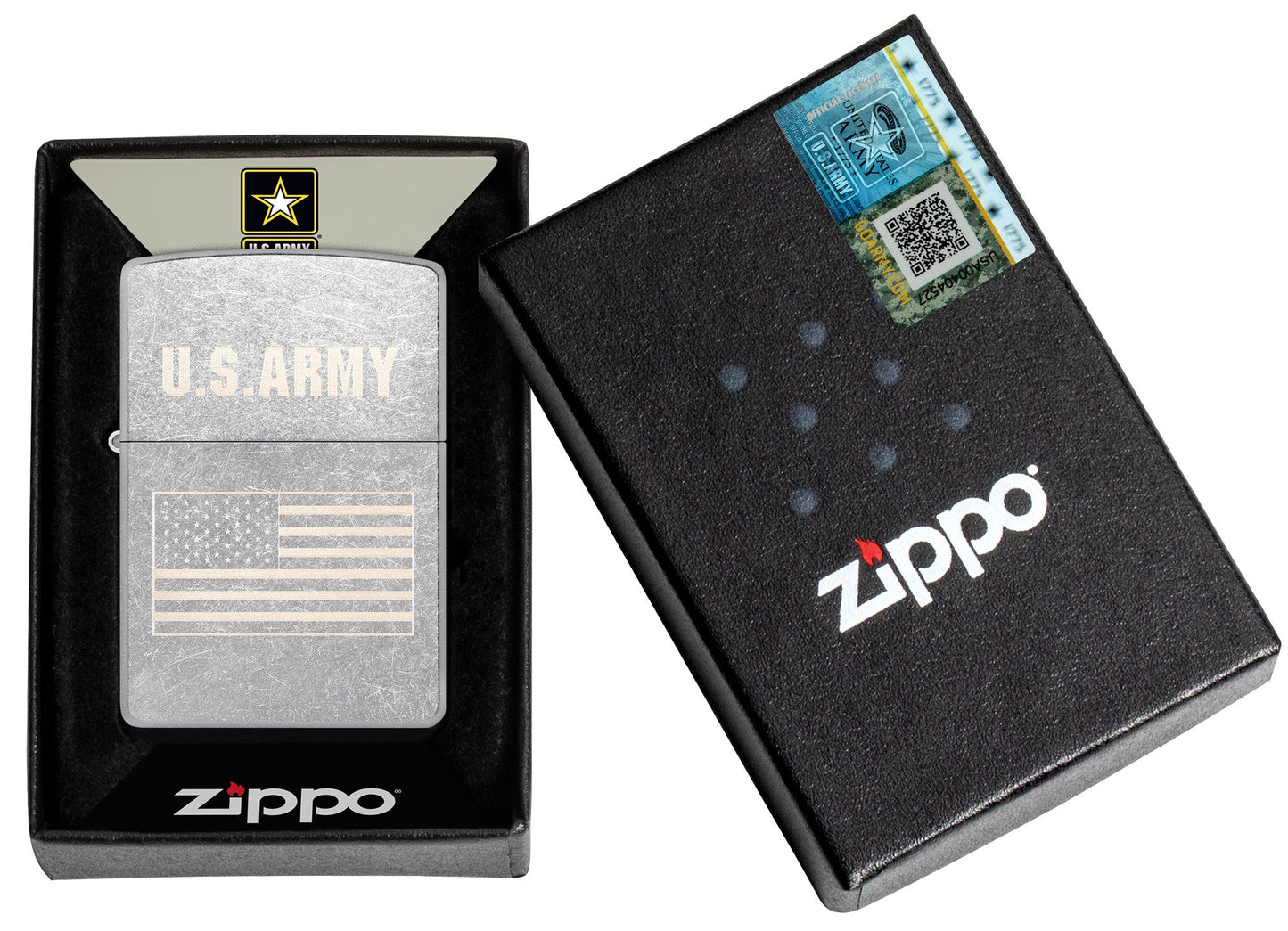 Zippo U.S. Army® Flag Design Street Chrome Windproof Lighter