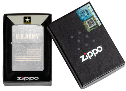 Zippo U.S. Army® Flag Design Street Chrome Windproof Lighter