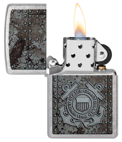 Zippo U.S. Coast Guard Crest Design Street Chrome Windproof Lighter