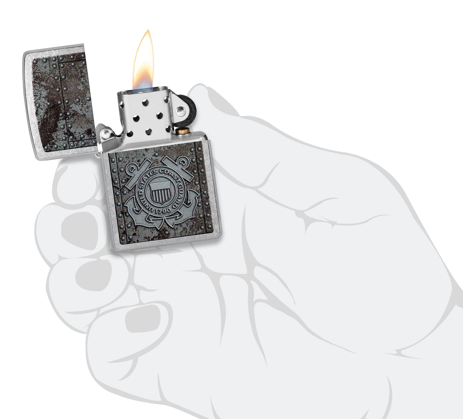 Zippo U.S. Coast Guard Crest Design Street Chrome Windproof Lighter