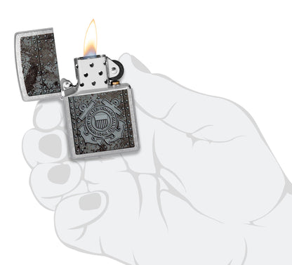 Zippo U.S. Coast Guard Crest Design Street Chrome Windproof Lighter