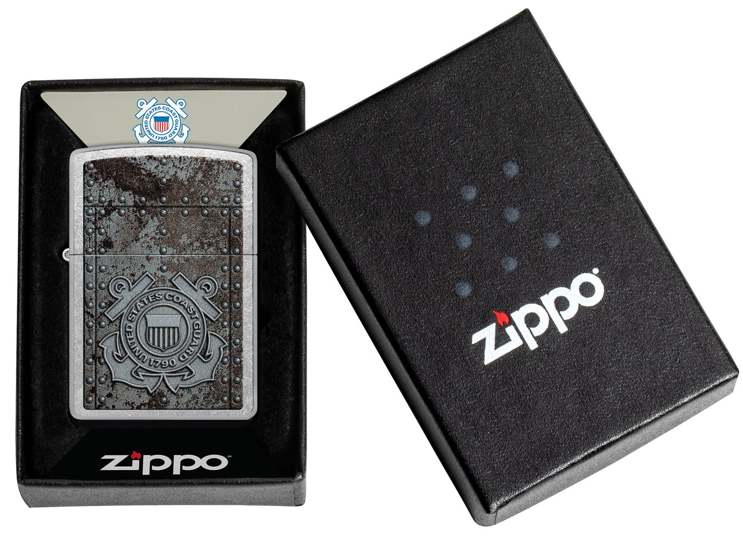Zippo U.S. Coast Guard Crest Design Street Chrome Windproof Lighter