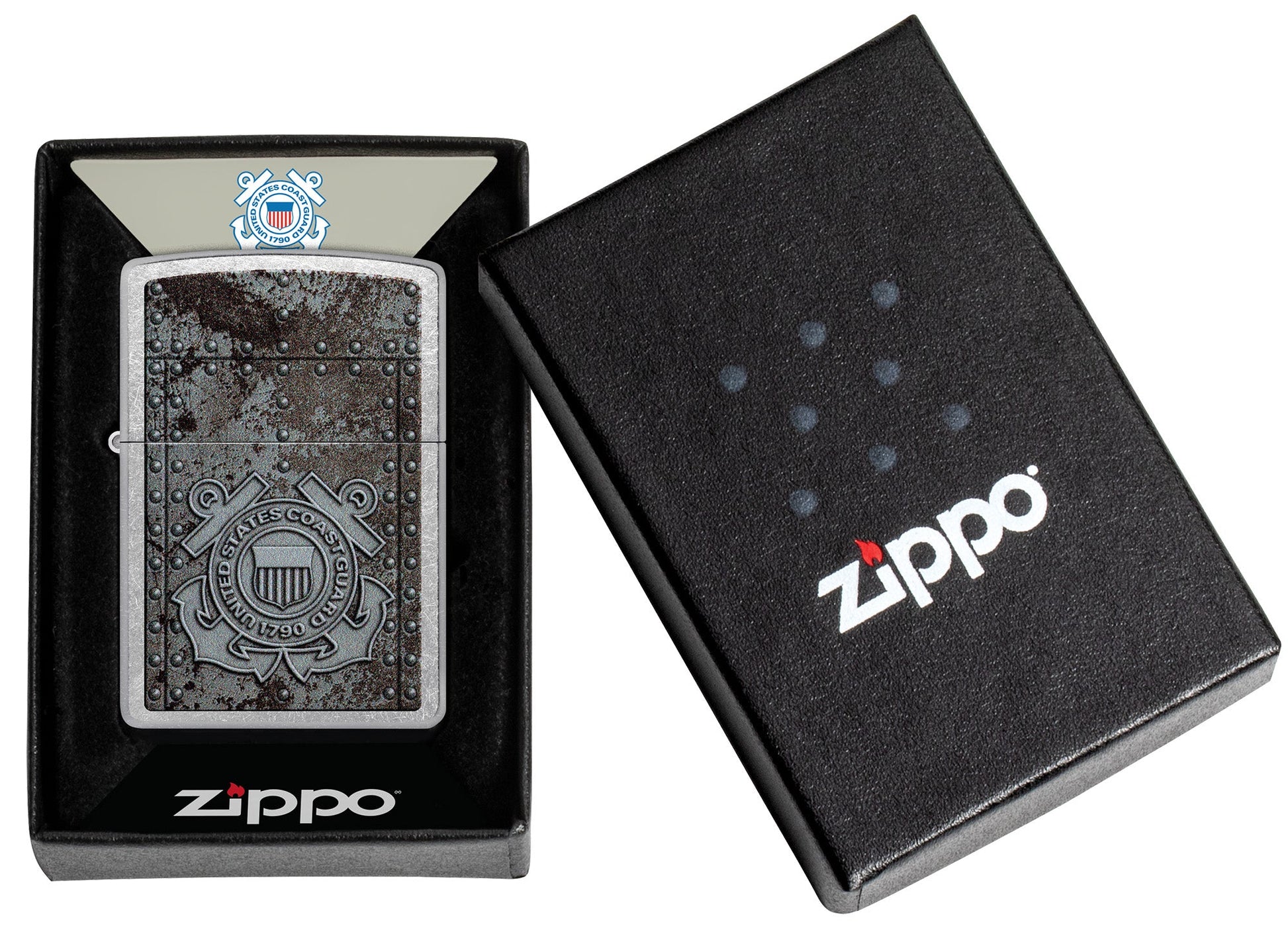 Zippo U.S. Coast Guard Crest Design Street Chrome Windproof Lighter