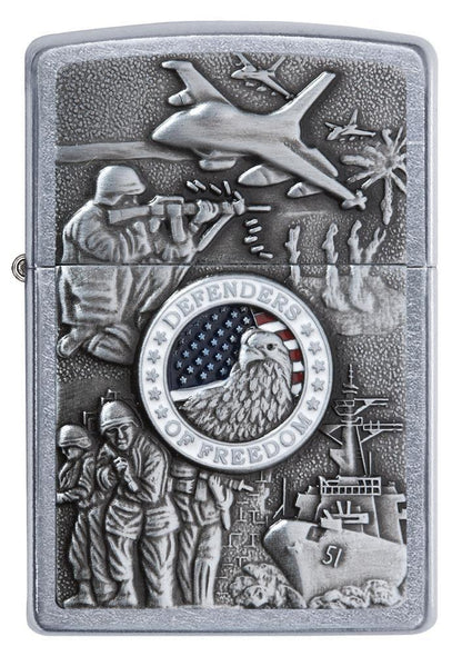 Zippo Joined Forces Military Emblem Chrome Lighter