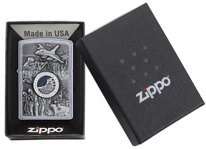 Zippo Joined Forces Military Emblem Chrome Lighter