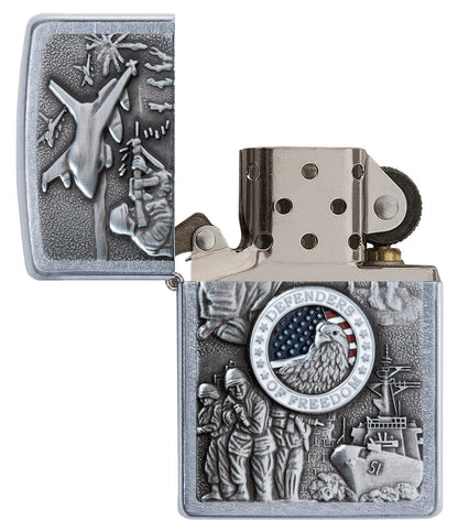 Zippo Joined Forces Military Emblem Chrome Lighter