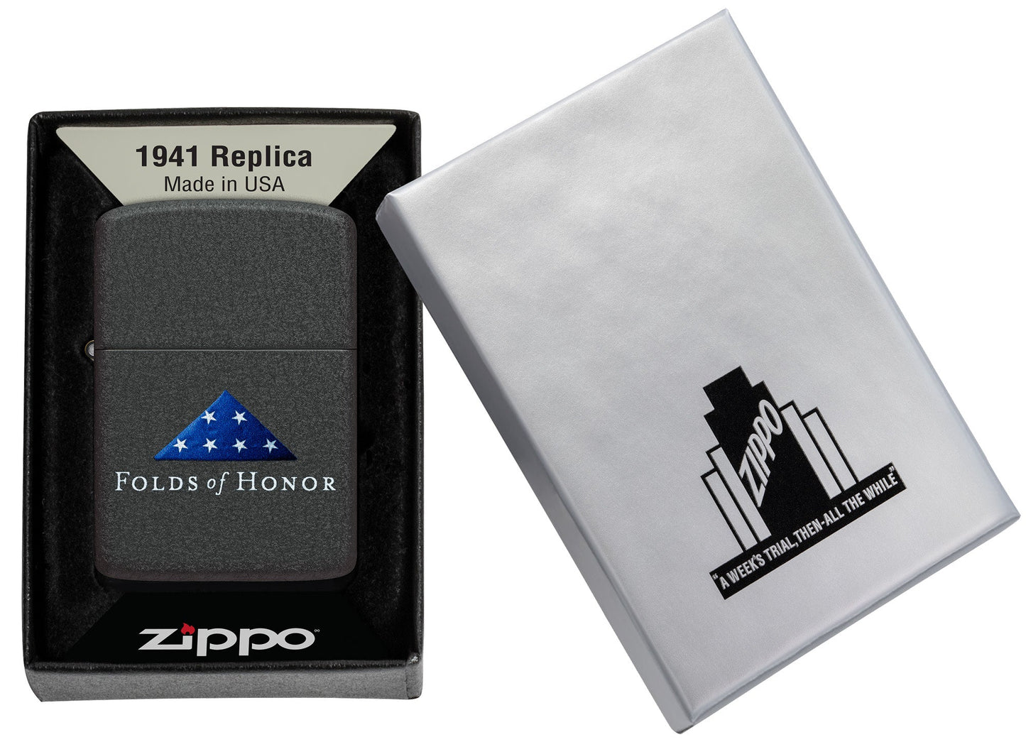 Zippo Folds of Honor 1941 Replica Design Black Crackle Windproof Lighter