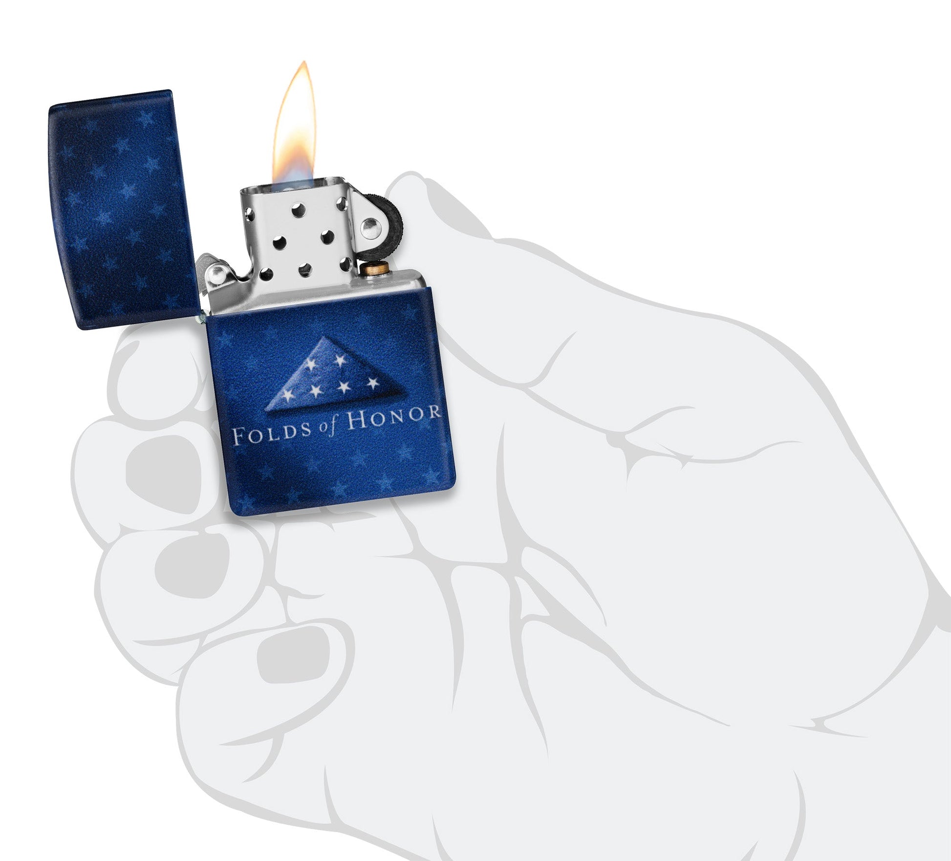 Zippo Folds of Honor Logo Design White Matte Windproof Lighter