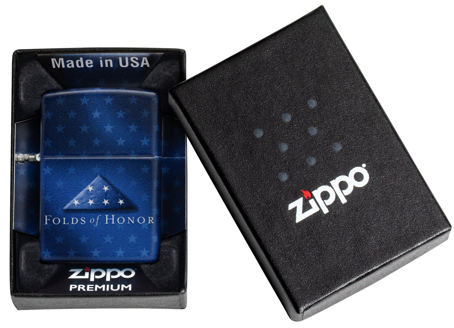 Zippo Folds of Honor Logo Design White Matte Windproof Lighter