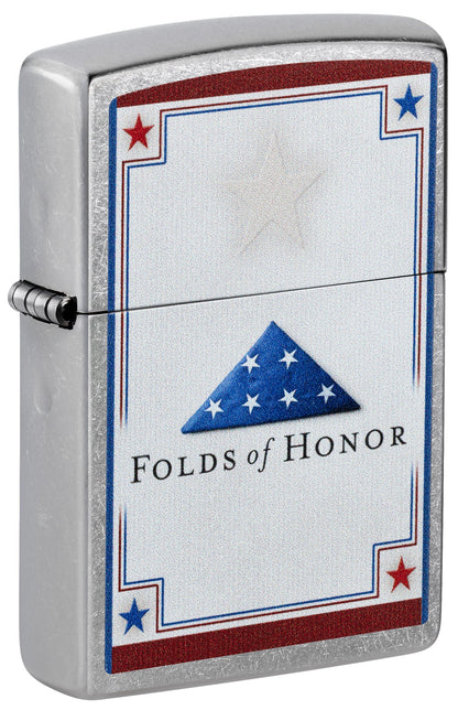 Zippo Folds of Honor Stars Design Street Chrome Windproof Lighter