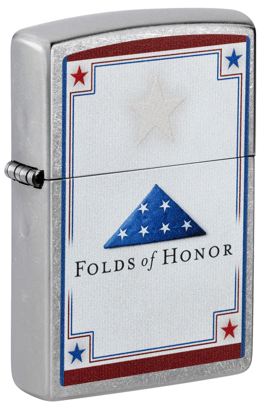 Zippo Folds of Honor Stars Design Street Chrome Windproof Lighter