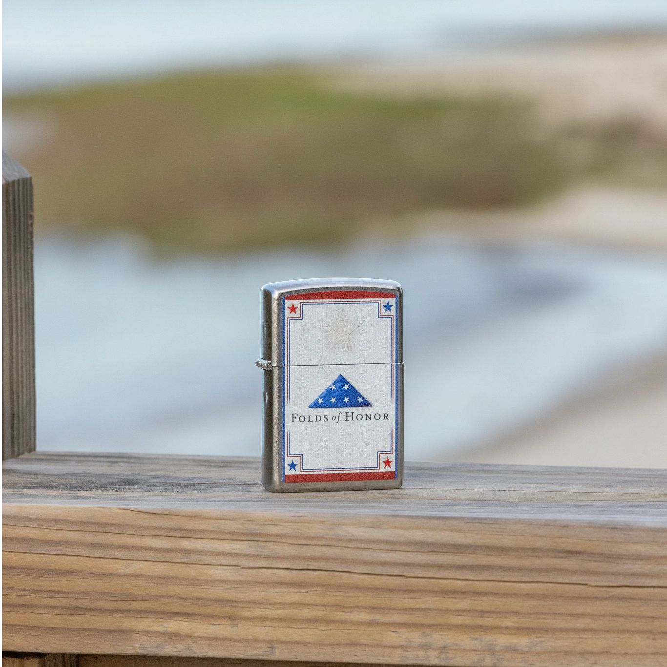 Zippo Folds of Honor Stars Design Street Chrome Windproof Lighter