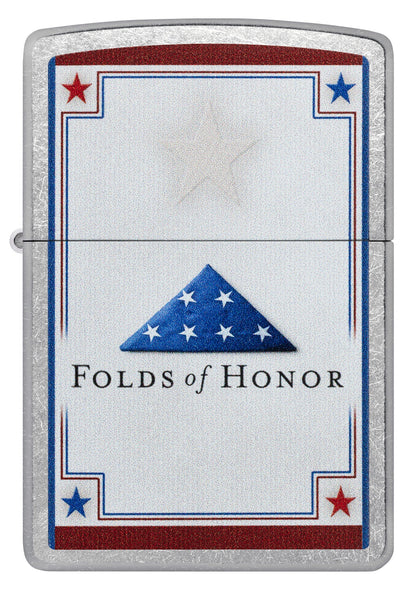 Zippo Folds of Honor Stars Design Street Chrome Windproof Lighter