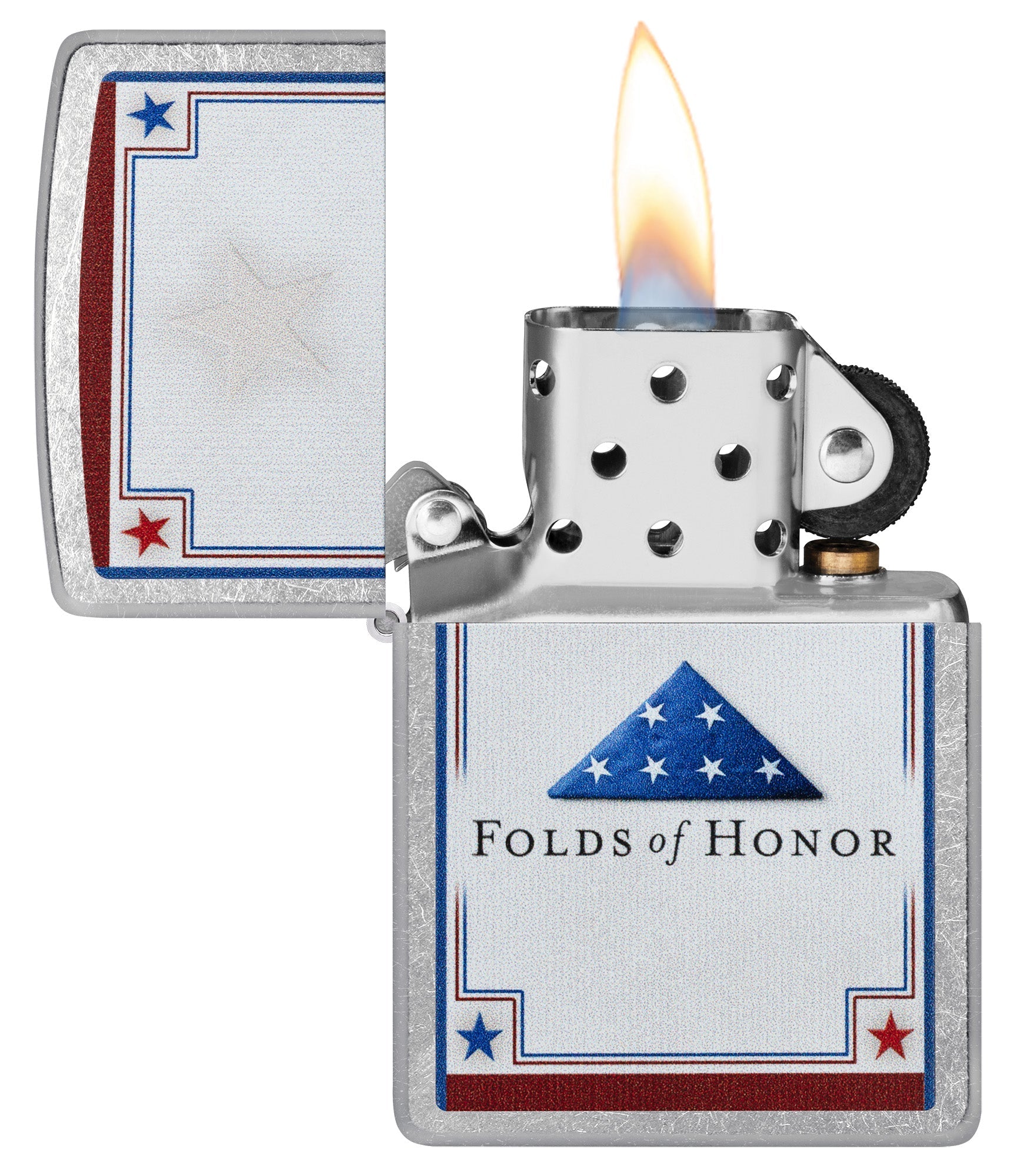 Zippo Folds of Honor Stars Design Street Chrome Windproof Lighter