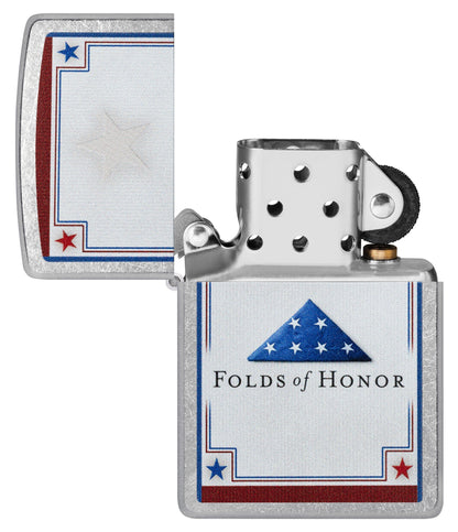 Zippo Folds of Honor Stars Design Street Chrome Windproof Lighter