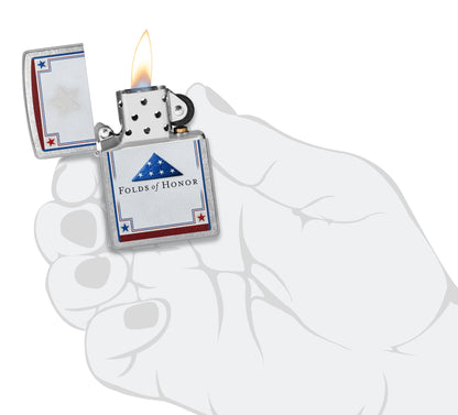 Zippo Folds of Honor Stars Design Street Chrome Windproof Lighter