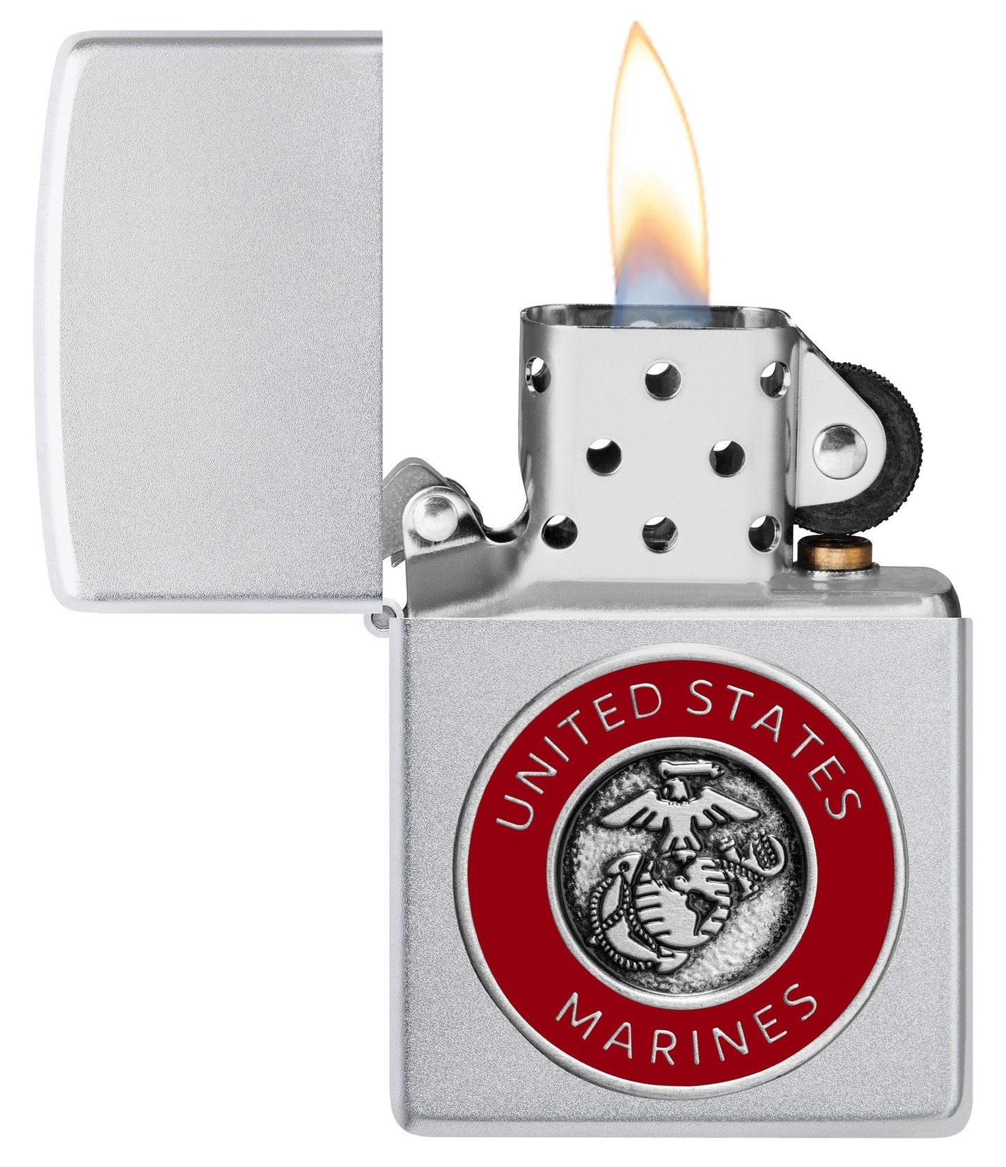 Zippo U.S. Marine Corps Crest Emblem Satin Chrome Windproof Lighter