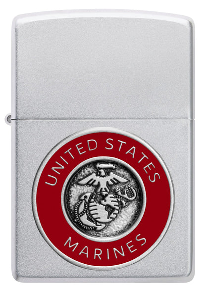 Zippo U.S. Marine Corps Crest Emblem Satin Chrome Windproof Lighter