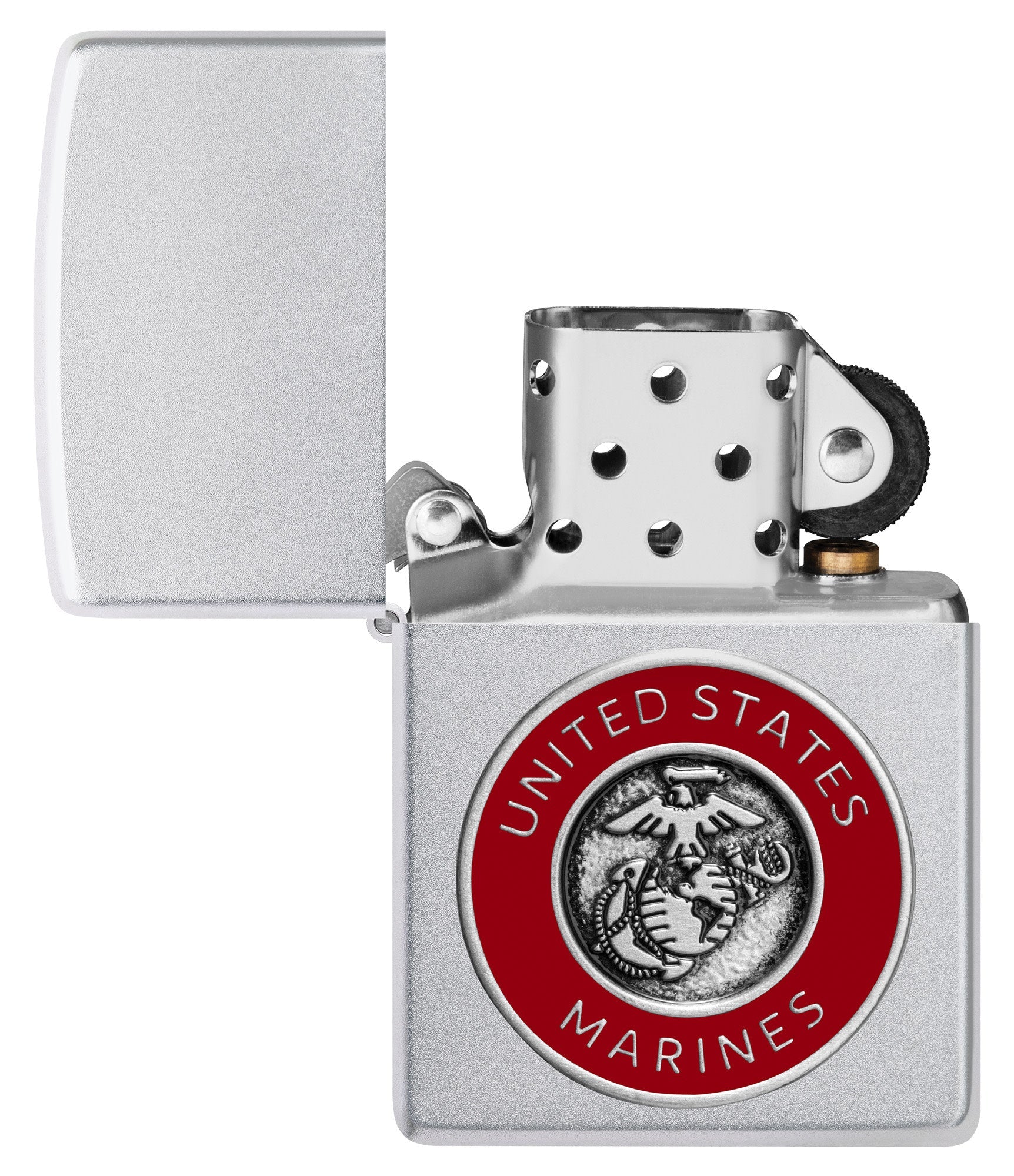 Zippo U.S. Marine Corps Crest Emblem Satin Chrome Windproof Lighter