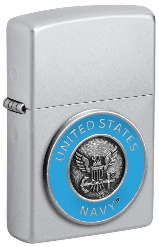 Zippo United States Navy® Crest Emblem Satin Chrome Windproof Lighter