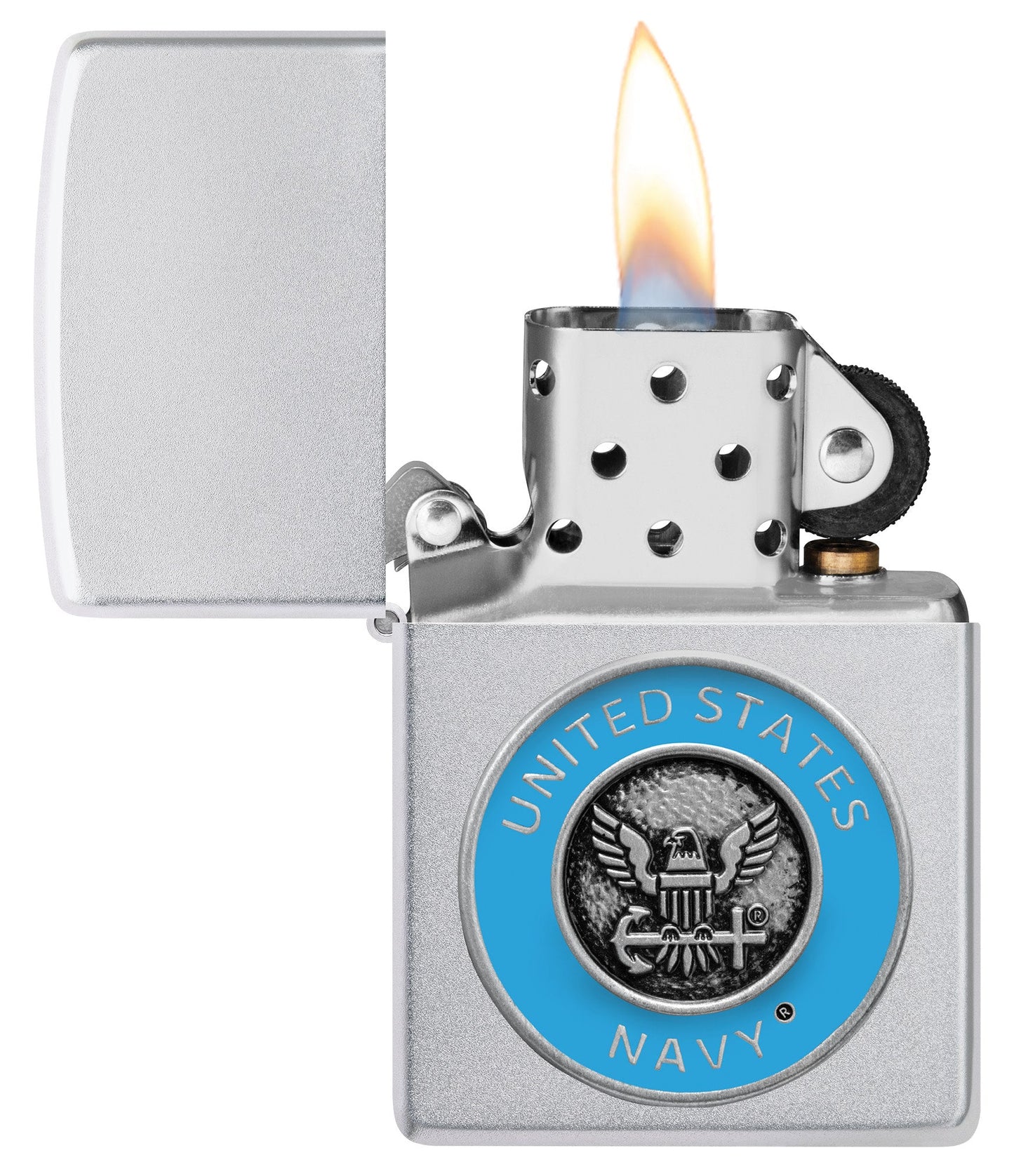 Zippo United States Navy® Crest Emblem Satin Chrome Windproof Lighter