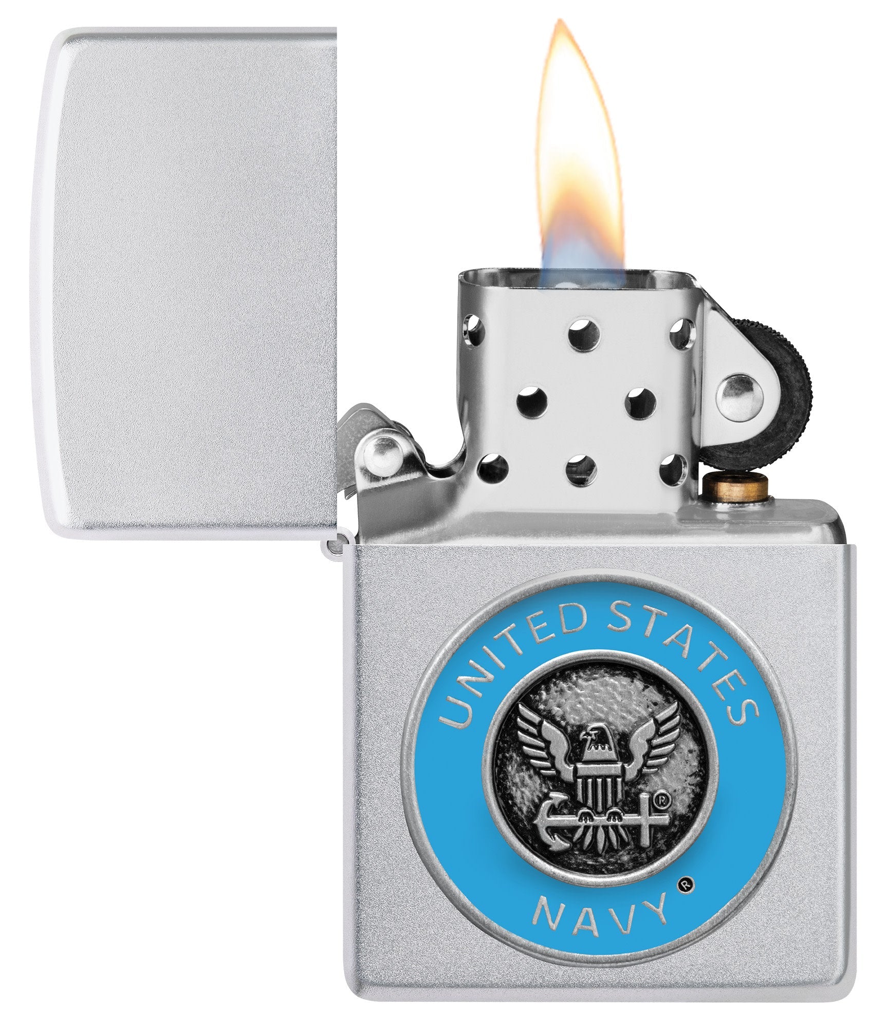 Zippo United States Navy® Crest Emblem Satin Chrome Windproof Lighter