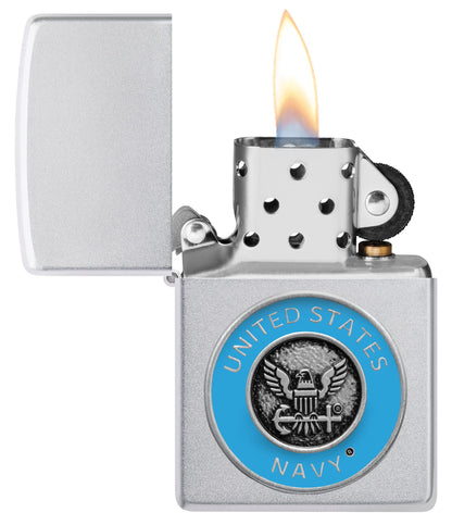 Zippo United States Navy® Crest Emblem Satin Chrome Windproof Lighter