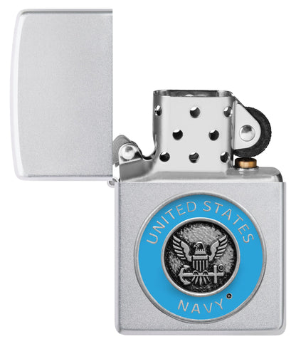 Zippo United States Navy® Crest Emblem Satin Chrome Windproof Lighter