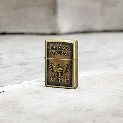 Zippo United States Navy® Veteran Design Street Brass Windproof Lighter