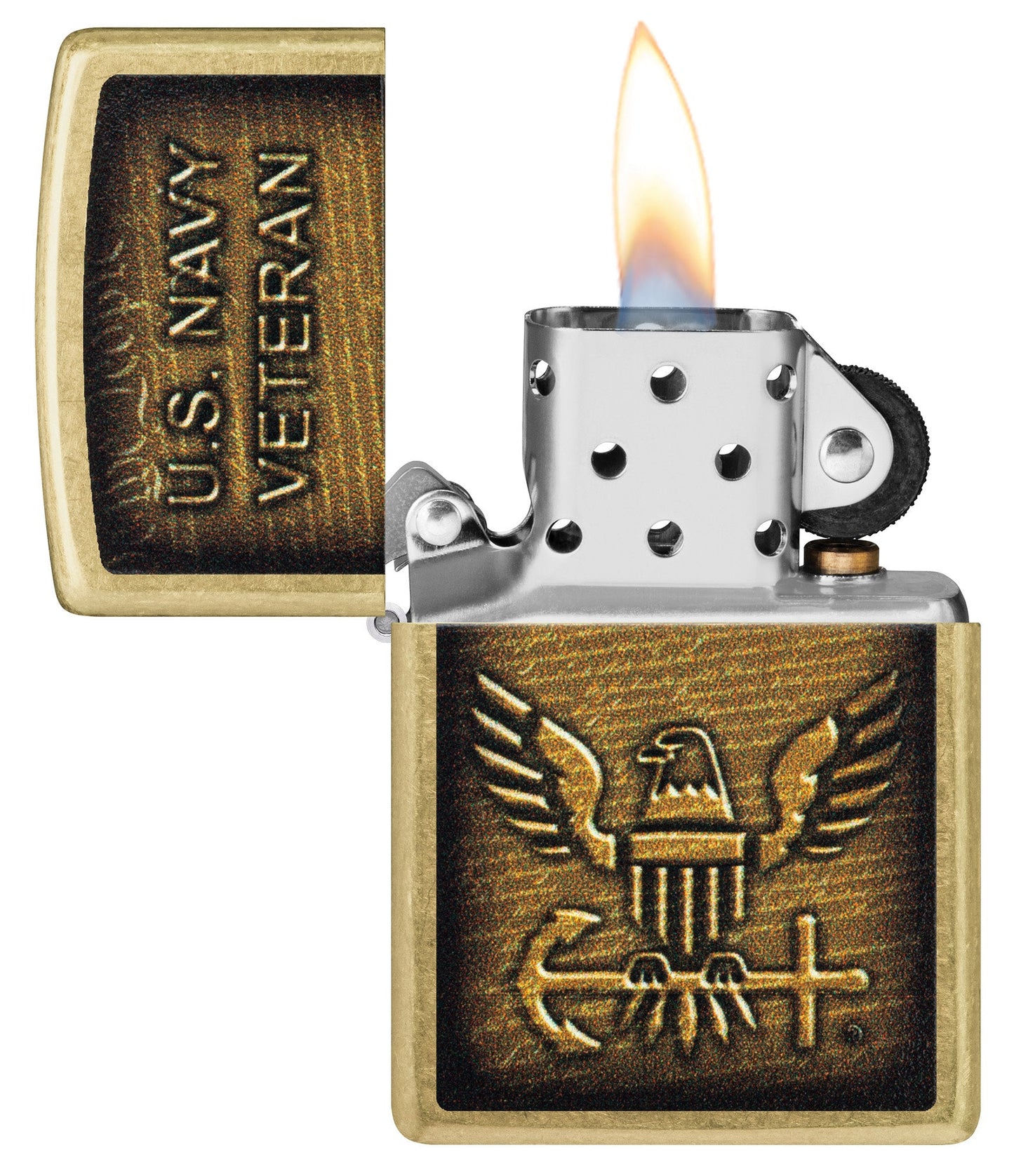 Zippo United States Navy® Veteran Design Street Brass Windproof Lighter