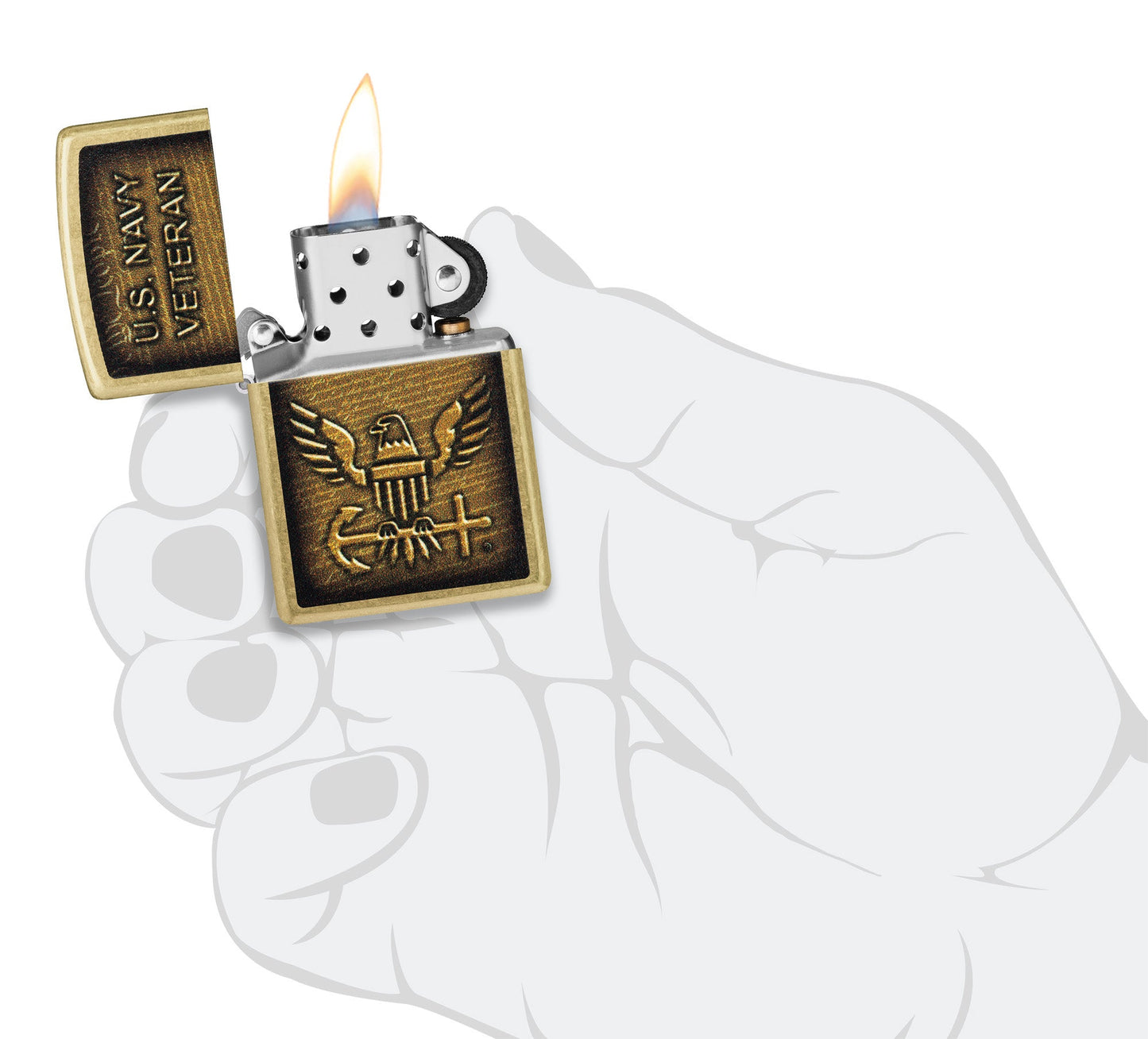Zippo United States Navy® Veteran Design Street Brass Windproof Lighter