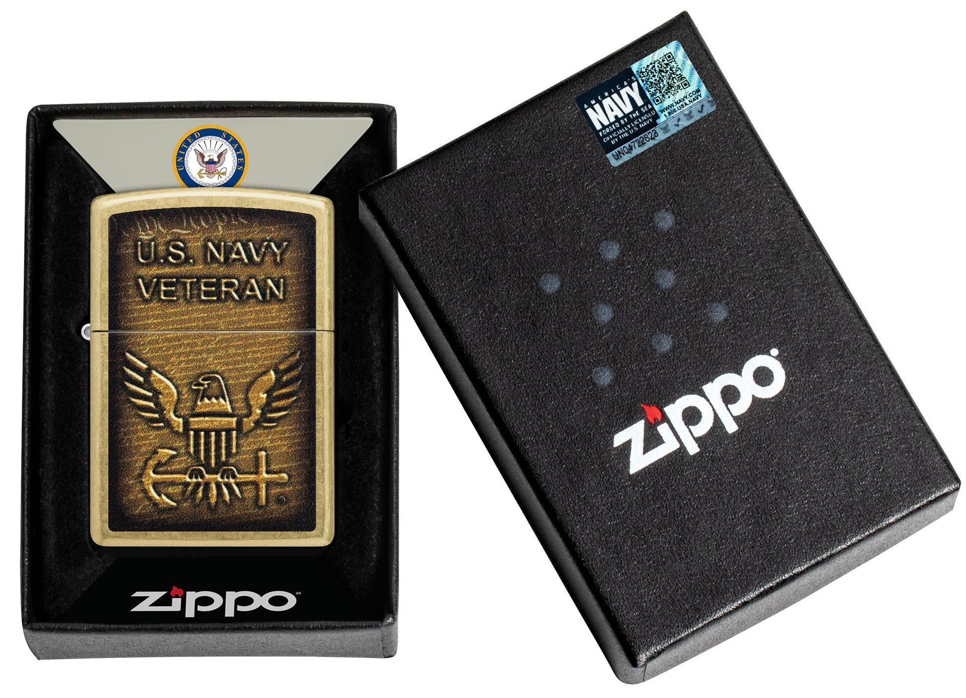 Zippo United States Navy® Veteran Design Street Brass Windproof Lighter