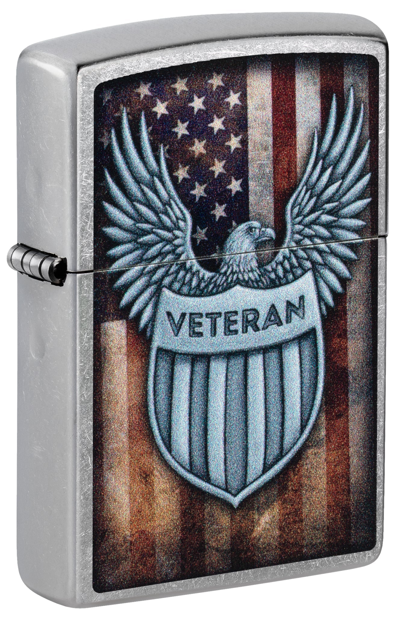 Zippo Veteran Crest Design Street Chrome Windproof Lighter