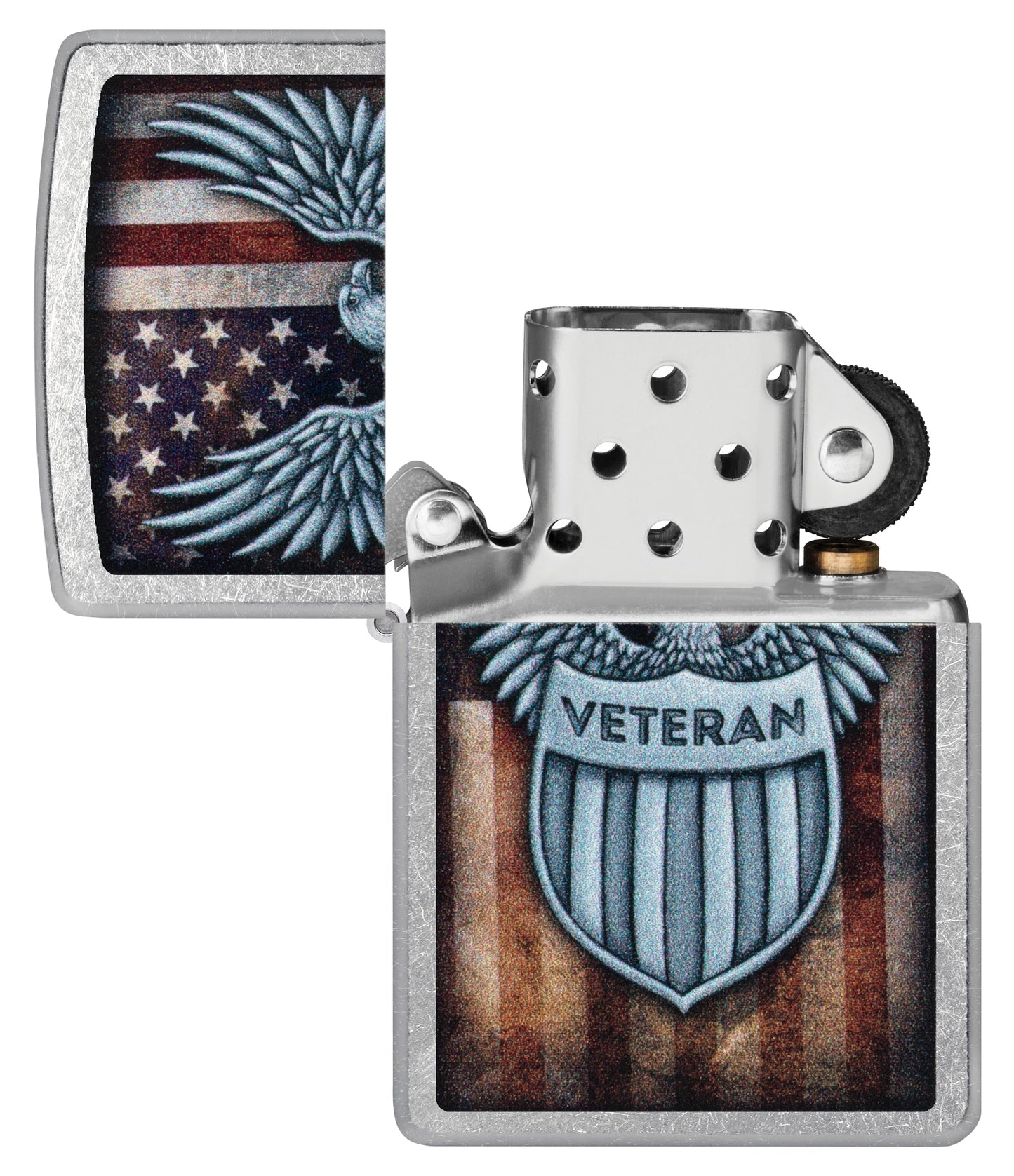 Zippo Veteran Crest Design Street Chrome Windproof Lighter