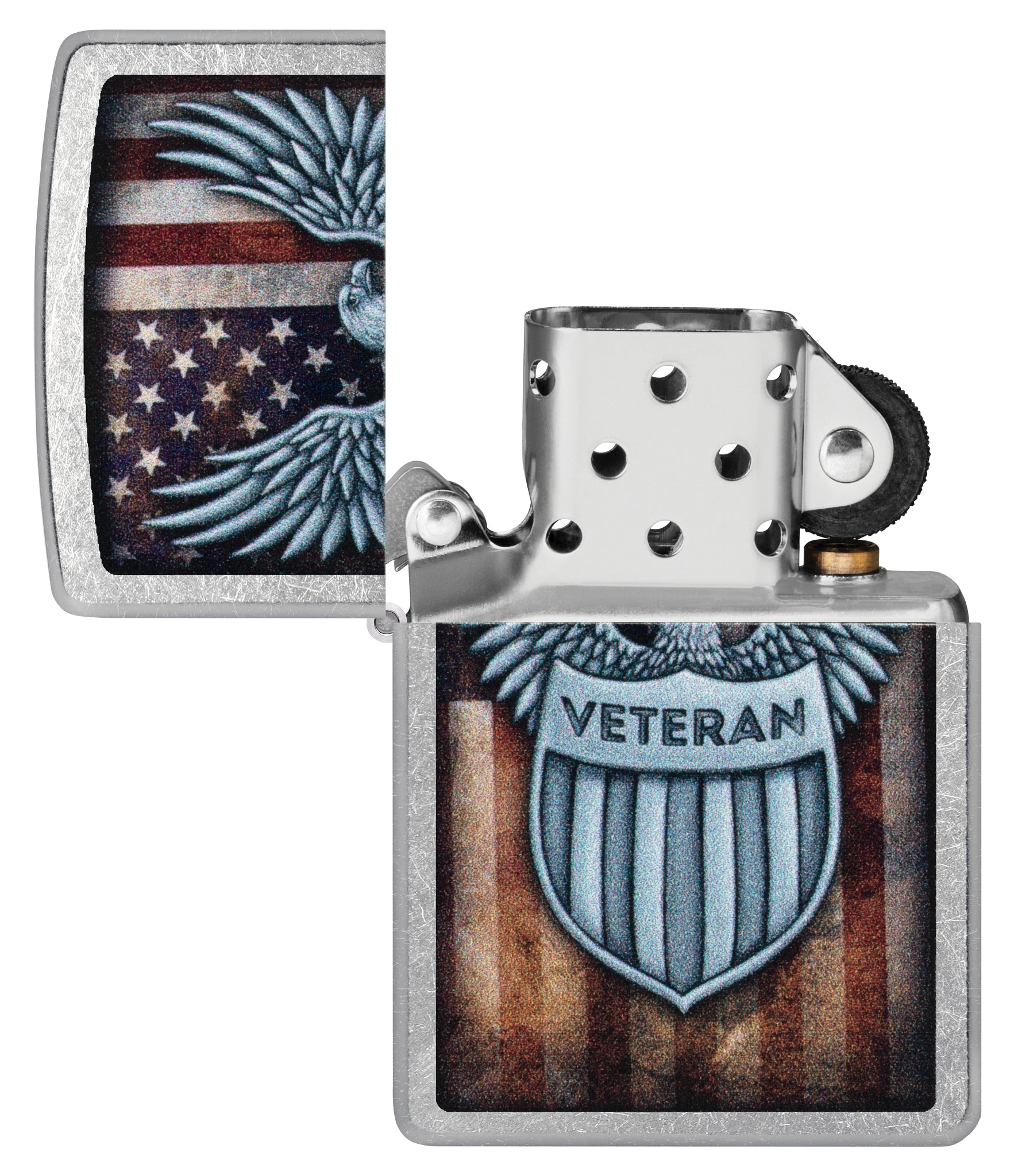 Zippo Veteran Crest Design Street Chrome Windproof Lighter
