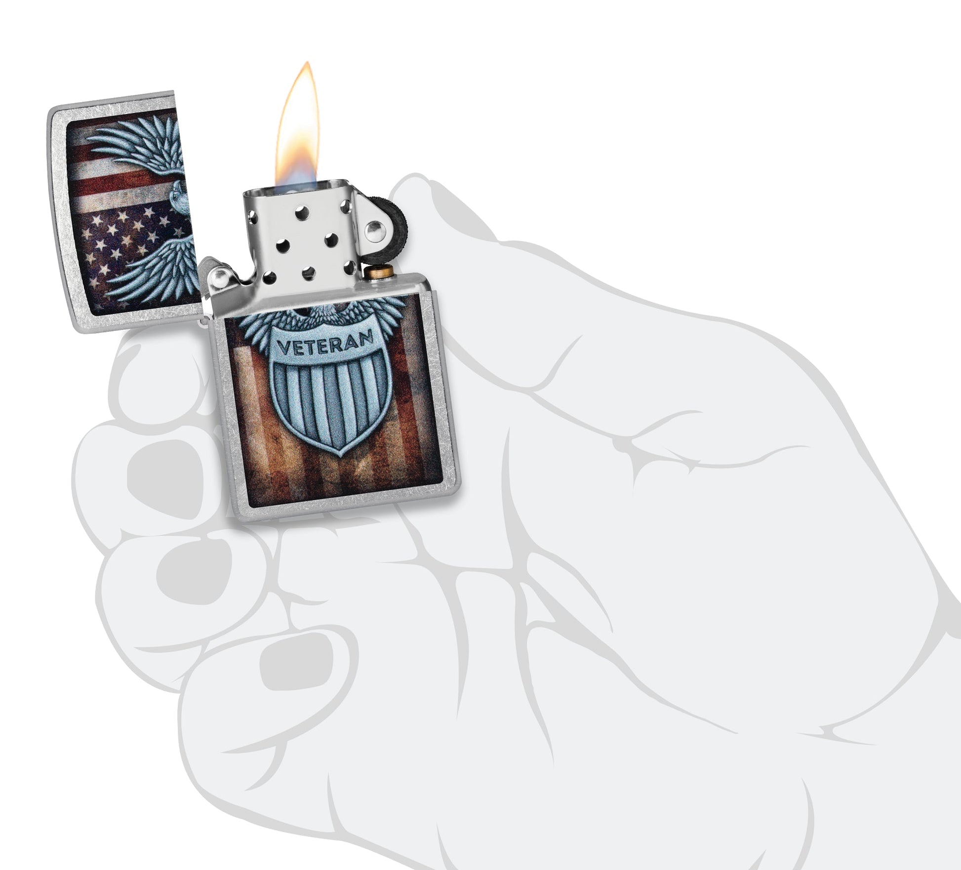 Zippo Veteran Crest Design Street Chrome Windproof Lighter