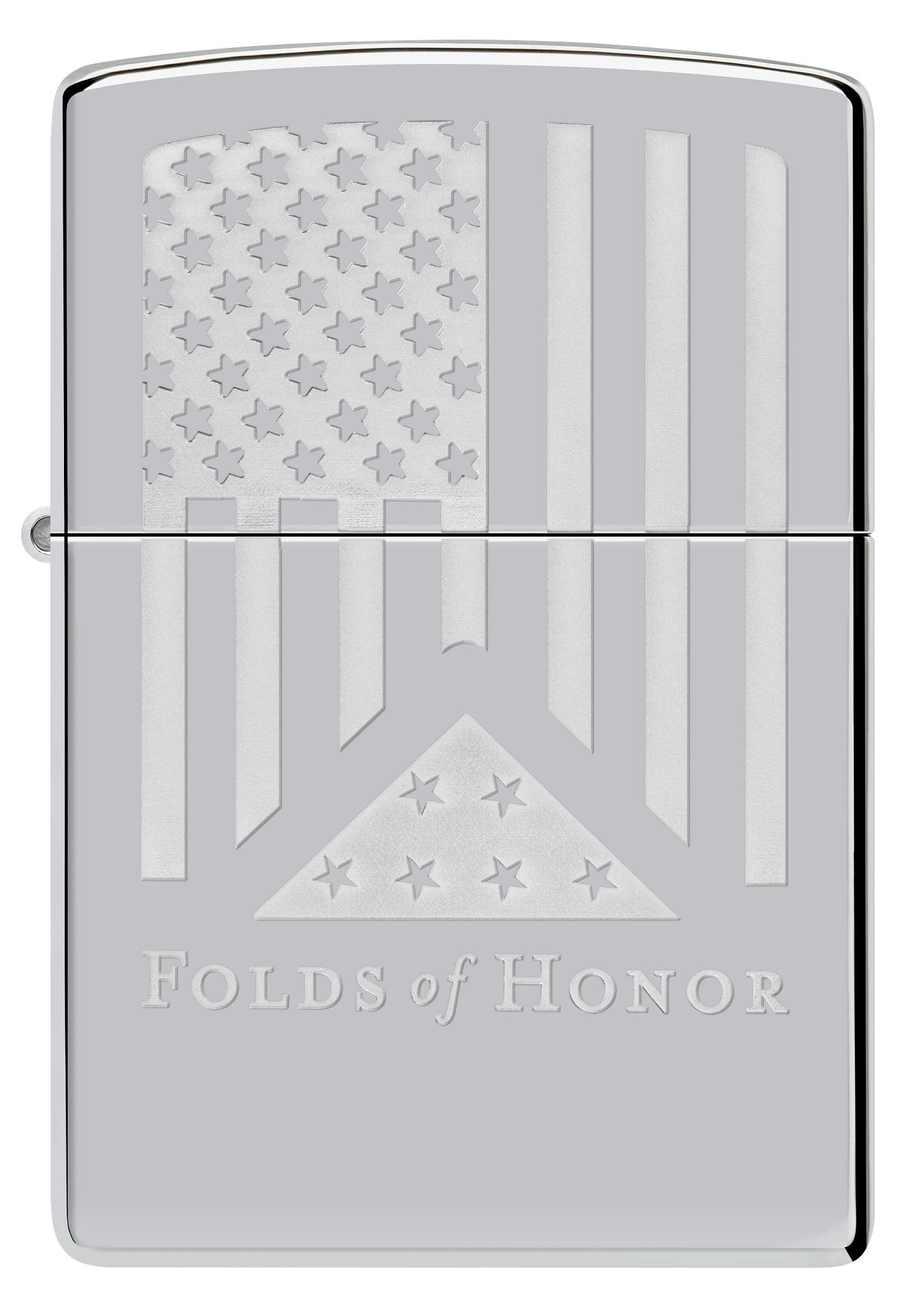 Zippo Folds of Honor Etched Flag Design High Polish Chrome Windproof Lighter