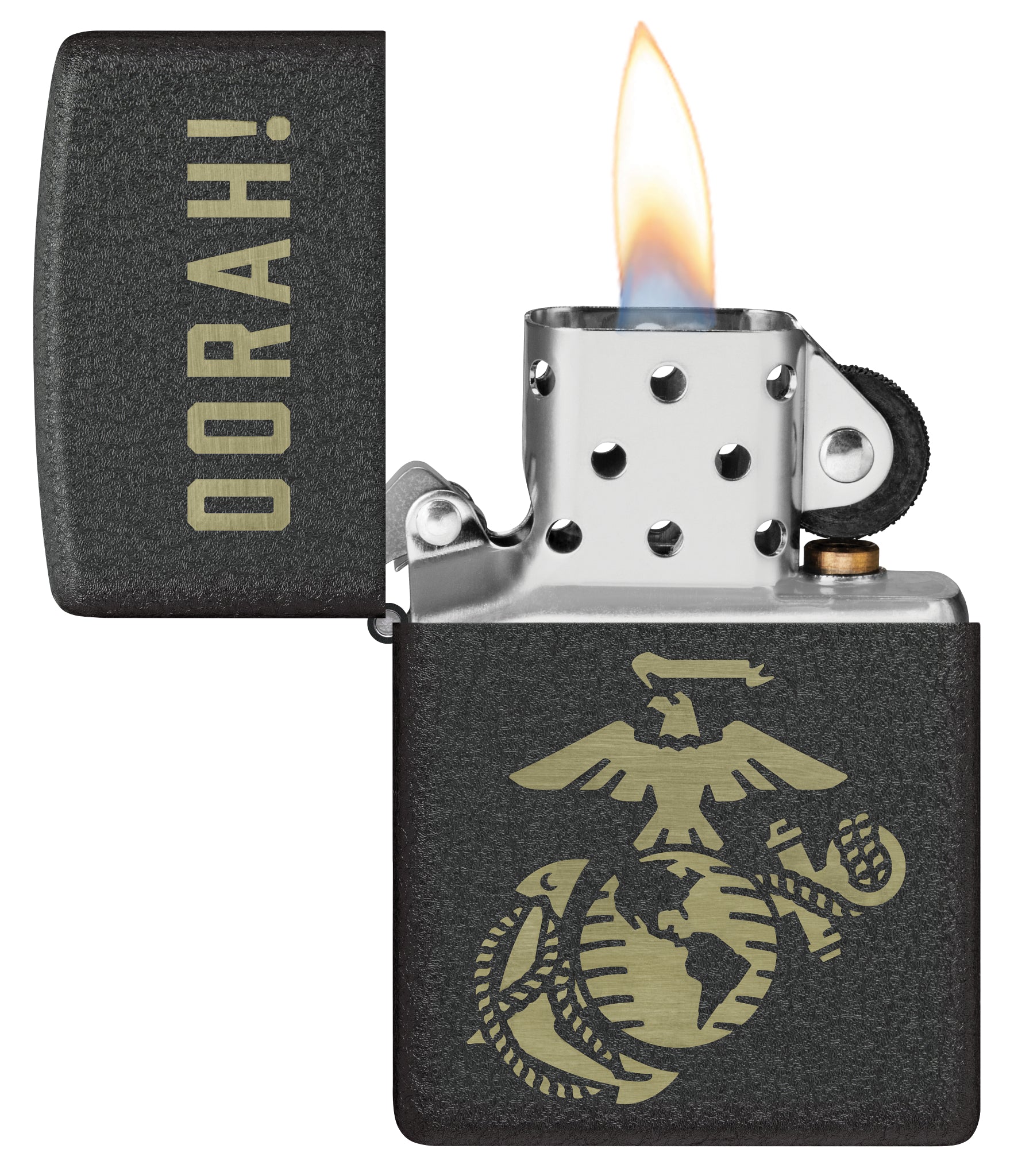 Zippo U.S. Marine Corps Oorah Design Black Crackle® Windproof Lighter