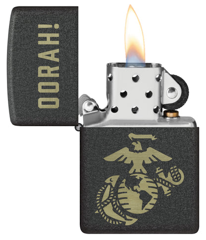 Zippo U.S. Marine Corps Oorah Design Black Crackle® Windproof Lighter