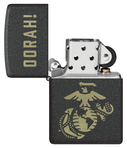 Zippo U.S. Marine Corps Oorah Design Black Crackle® Windproof Lighter