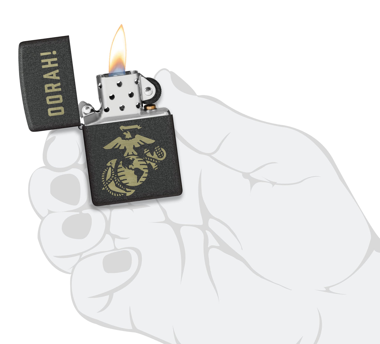 Zippo U.S. Marine Corps Oorah Design Black Crackle® Windproof Lighter