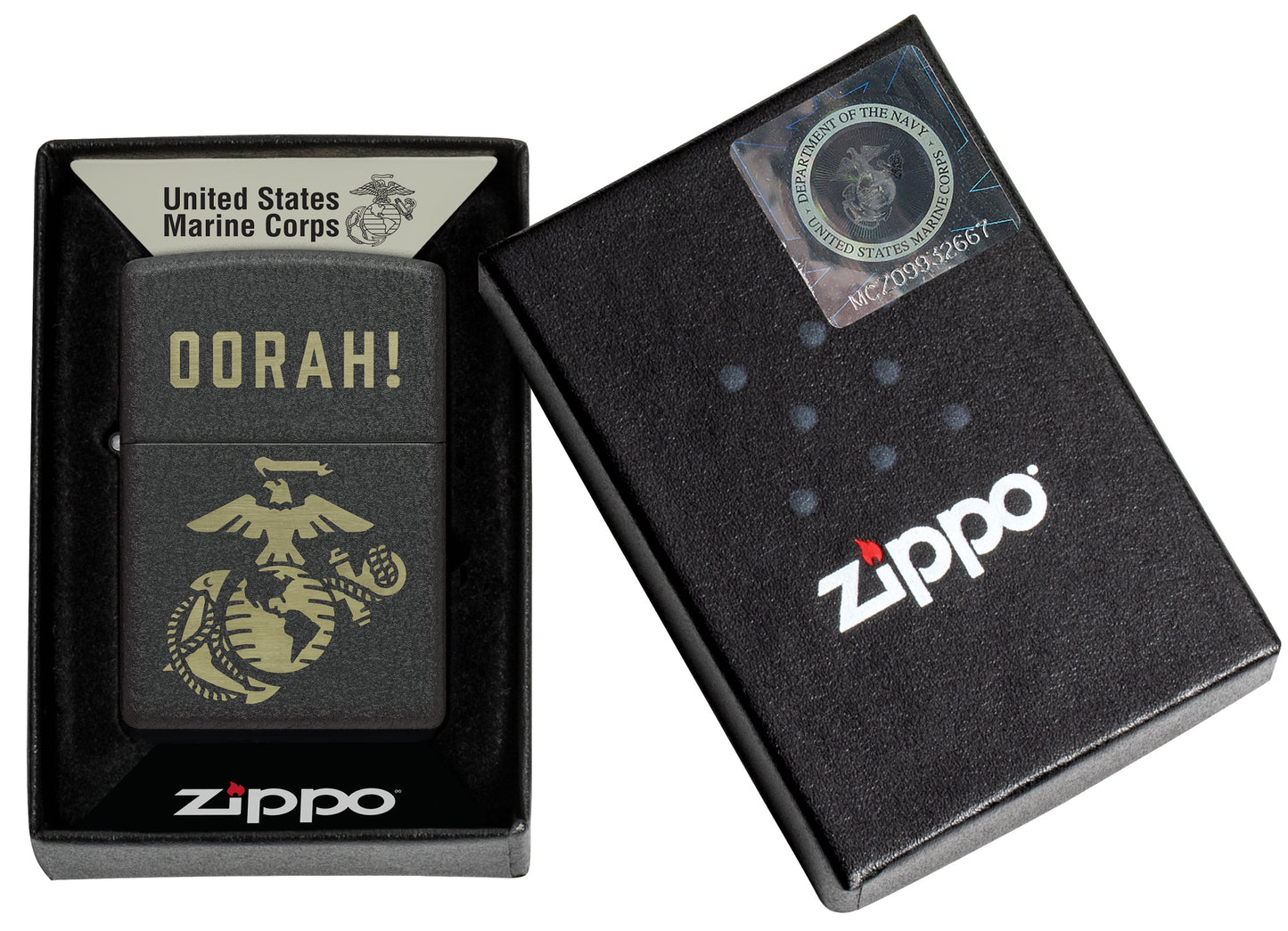 Zippo U.S. Marine Corps Oorah Design Black Crackle® Windproof Lighter