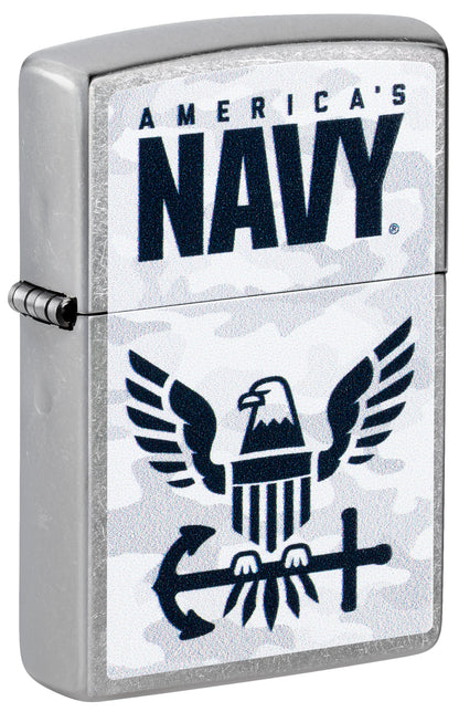 Zippo United States Navy® Camo Logo Design Street Chrome Windproof Lighter