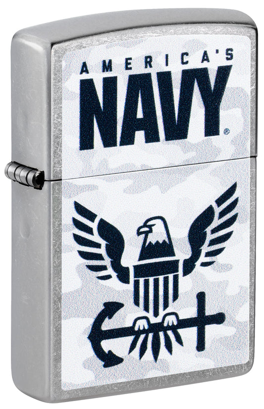Zippo United States Navy® Camo Logo Design Street Chrome Windproof Lighter