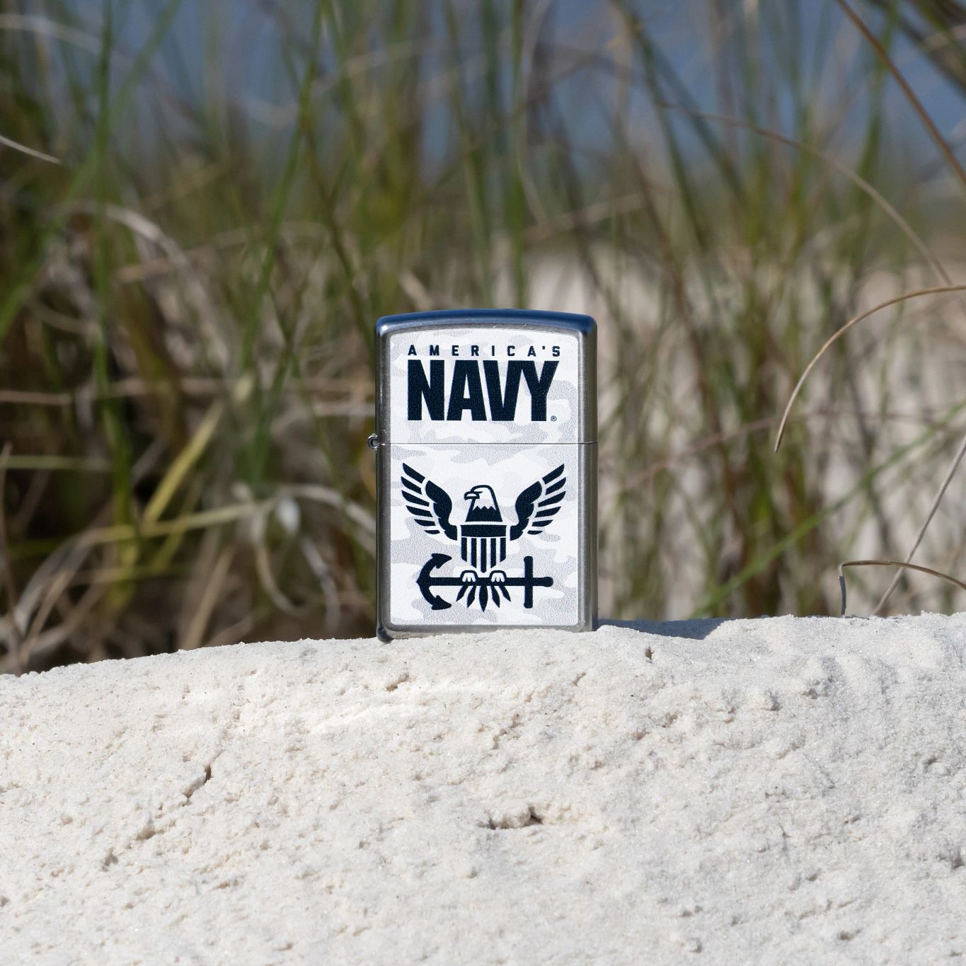 Zippo United States Navy® Camo Logo Design Street Chrome Windproof Lighter