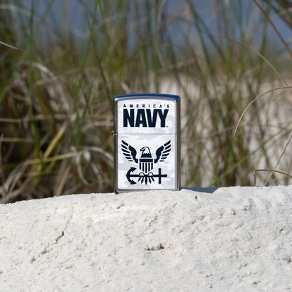Zippo United States Navy® Camo Logo Design Street Chrome Windproof Lighter